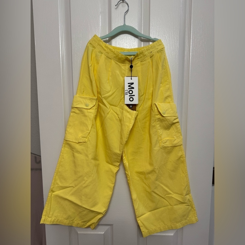 Molo Girls Yellow Cargo Pants Size 7/8 NWT Organic Cotton - Picture 4 of 9